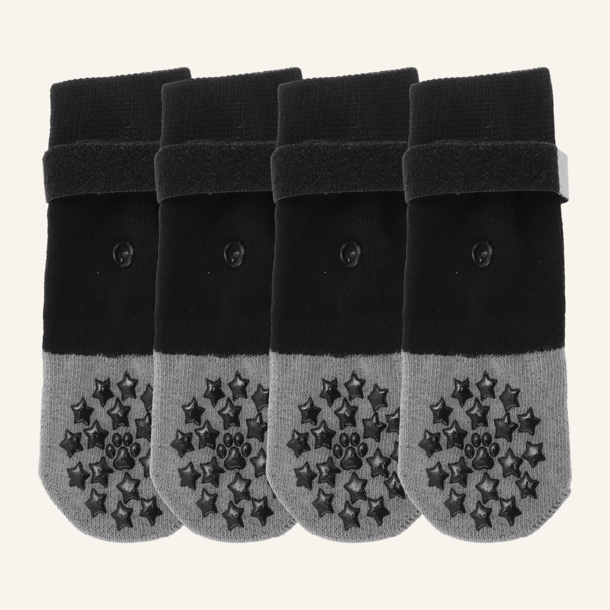 Unique Bargains 4 Pcs Non-Slip Durable Dog Socks With Reflective Tapes Gray L