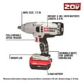 thumbnail image 3 of PORTER-CABLE PCC740LA 1/2 in. Drive 260 ft./lb. 20V Lithium-Ion Brushless / Cordless Impact Wrench, 3 of 9