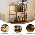 thumbnail image 3 of Wine Bar Cabinet with LED Lights, Mini Wine Rack with Storage and Glass Holder, Home Bar Cart for Liquor, 3-Tier Bar Table for Kitchen, Dining Room, Living Room, Rustic Brown, 3 of 9