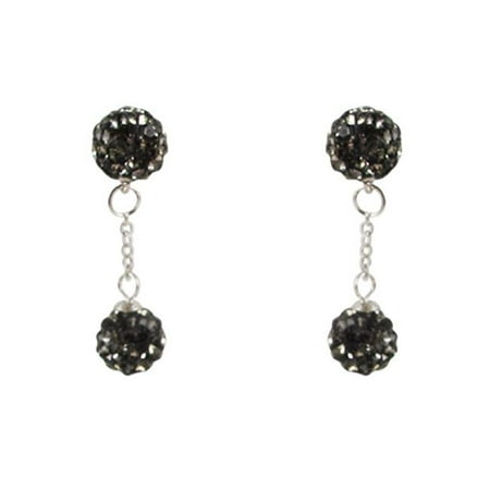 Gray Gemstone Earrings - Dlux Jewels gry Sterling Silver & Gray 6 mm Crystal Balls Earrings