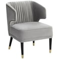 thumbnail image 2 of 55 Downing Street Caroline 24" Wide Gray Velvet Pleat Modern Armchair, 2 of 9