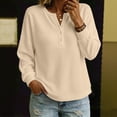 thumbnail image 3 of Perfectbot Women's Waffle Knit Henley Sweatshirt, Relaxed Fit Drop Shoulder Long Sleeve Ribbed Cuffs Top, 3 of 8