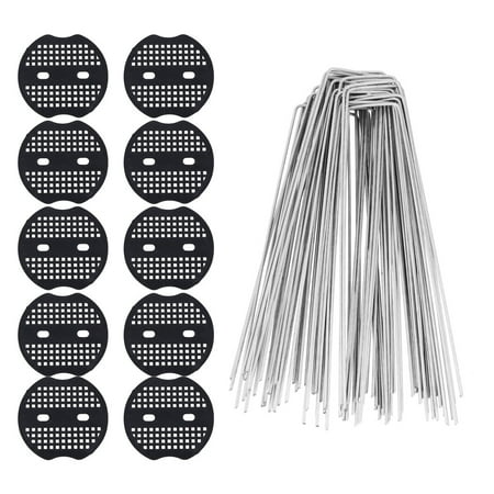 Steel Wire Fencing Staples U-Shaped Fasteners Nails for Wire Mesh And Woven Fencing with 10Pcs Buffer Washer(50Pcs)