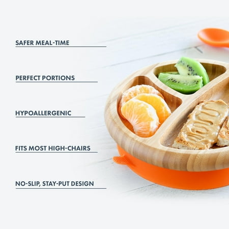 Baby Divided Plate   Spoon | Bamboo & Silicone