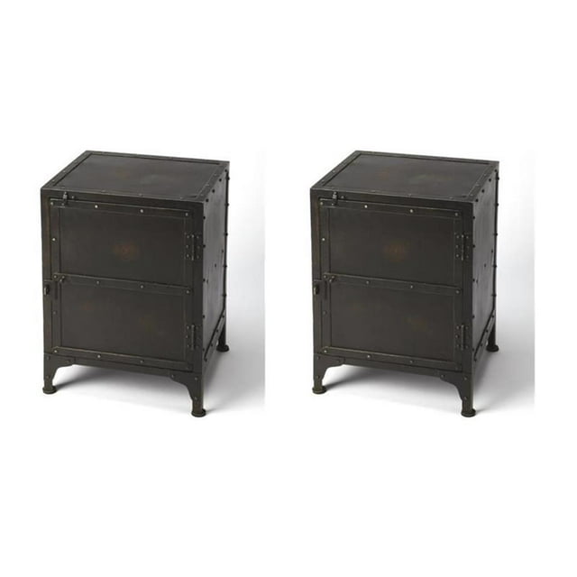Pemberly Row Set of 2 Industrial Chic Owen Side Chest In Industrial