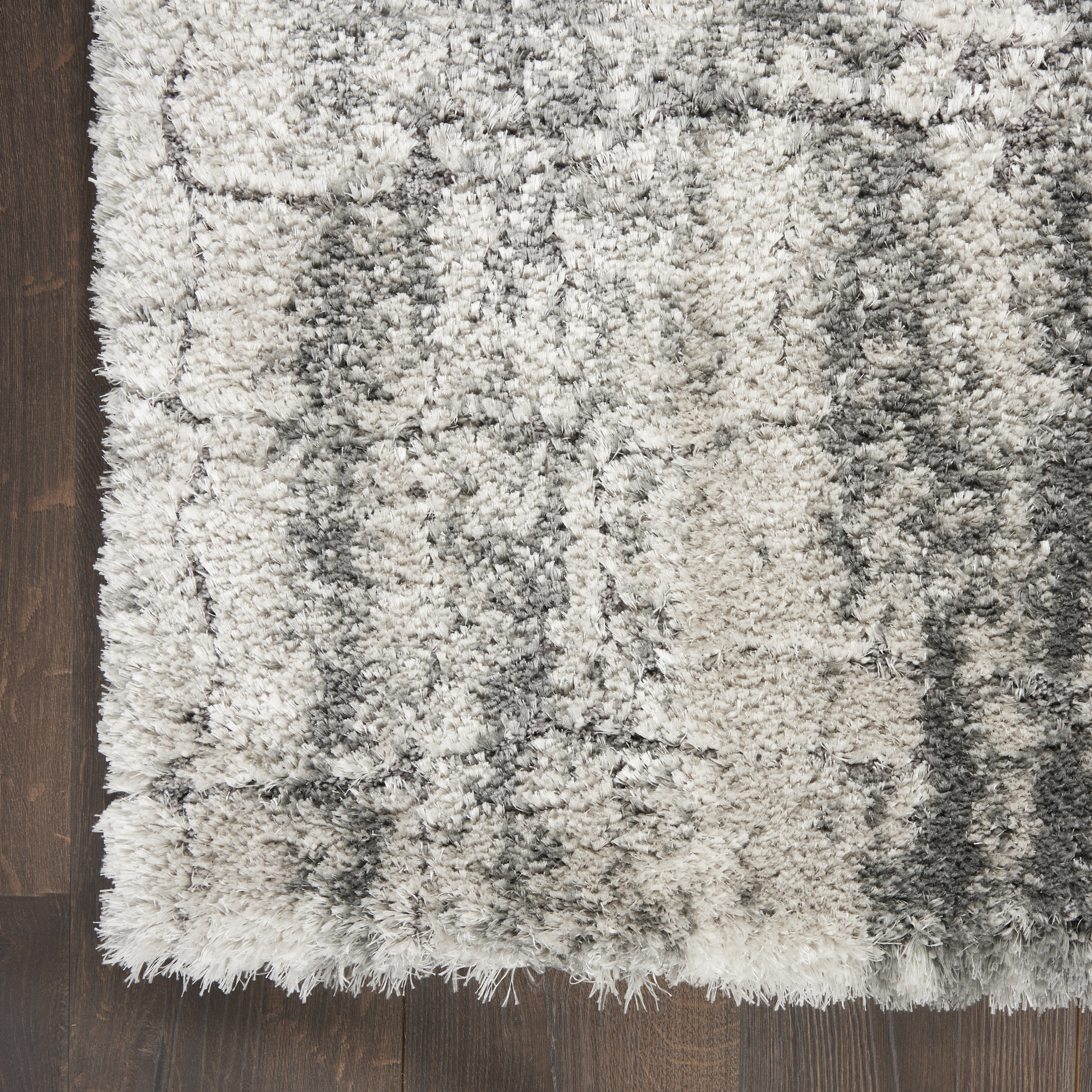 Nourison Luxurious Shag 9' x 12' Ivory Charcoal Shag Indoor Rug