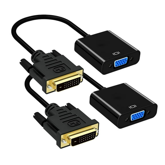 Active DVI-D to VGA Adapter 1080P, DVI 24 1 to VGA Male to Female Adaptor with Gold Plated (2-Pack)