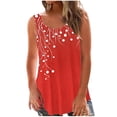 thumbnail image 2 of Sentmoon Tenues d'Été pour Femmes Débardeurs Col Rond pour Femmes Coupe Ample Imprimé Vignes Sans Manches T-Shirts Basiques Tendance 2025 pour Week-End Brunch Rouge S, 2 of 5