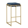 thumbnail image 6 of Weston Home Oddie Gold Finish Velvet Button Tufted Bar Stools, Blue (Set of 2), 6 of 10