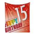 thumbnail image 1 of 15th Birthday Soft Flannel Fleece Throw Blanket, Happy Fifteenth Birthday Concept with Greetings Rays Colorful Retro Style, Cozy Plush for Indoor and Outdoor Use, 50" x 70", Multicolor, by Ambesonne, 1 of 6