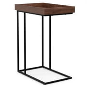 Simpli Home Gallagher SOLID MANGO WOOD and Metal 12 inch Wide Rectangle Industrial C Side Table in Cognac, Fully Assembled