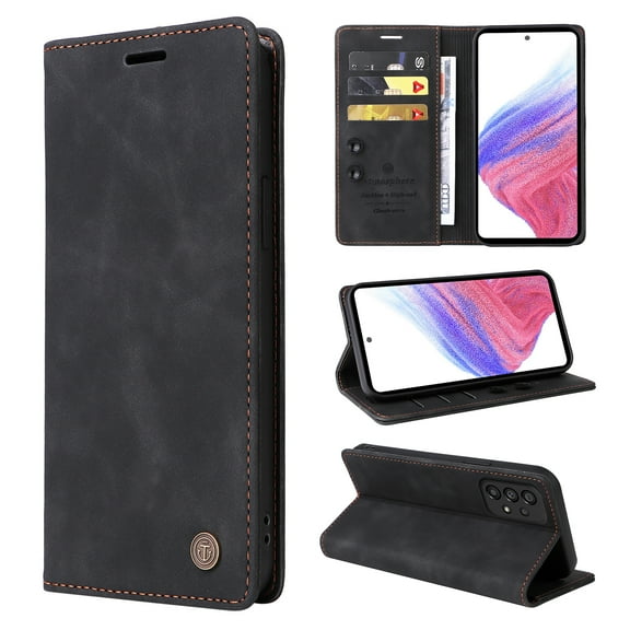 Nalacover Wallet Case for Samsung Galaxy A23 4G - Flip Purse Case with Card Holder Kickstand Suction Cup, Premium Business PU Leather Shockproof Phone Cover for Samsung Galaxy A23 4G - Black