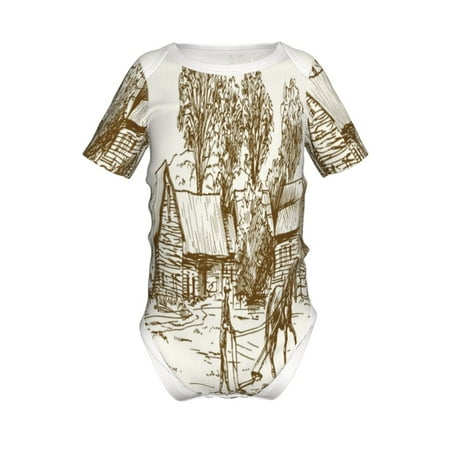 

Coaee Plowed Field With Horses for Soft Baby Short-Sleeve Bodysuit Baby Climbing Clothes Baby Girls Boys Bodysuit Romper-9M