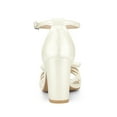 thumbnail image 2 of BLISSFUL STEP Women's Shoes Bow Tie Open Toe Ankle Strap High Block Heel Sandals White 8.5, 2 of 6
