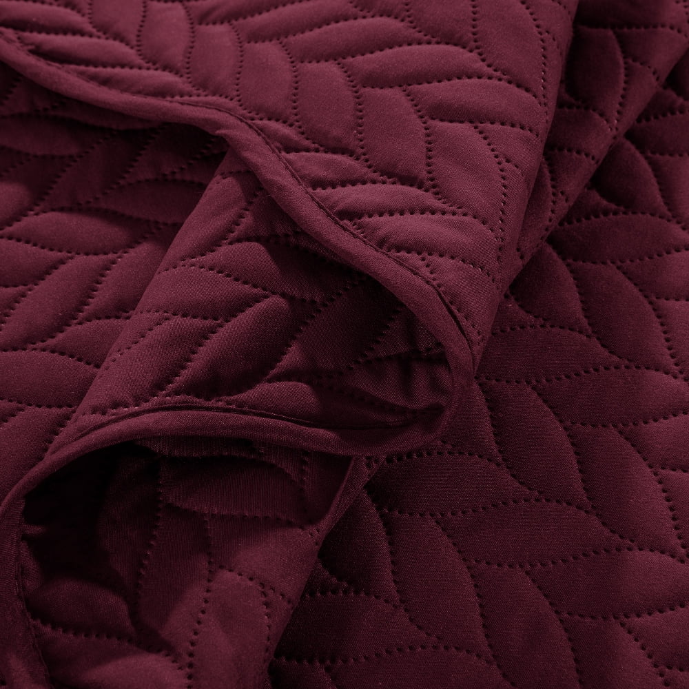 IR Imperial Rooms 3 Pc Quilt Set Soft Microfiber Chevron Pattern Winter Bedspread & Coverlet 2 Shams Burgundy Queen/Full