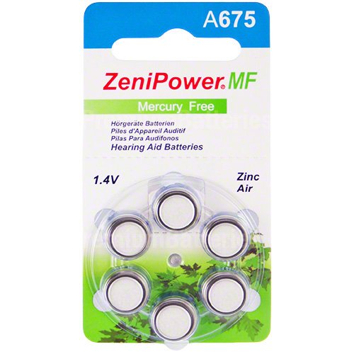 ZeniPower Mercury Free Hearing Aid Batteries Size 675 (180 Batteries)