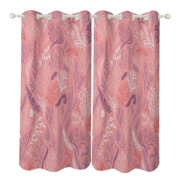 Marine Coral Study Room Living Kitchen Bedroom For Blackout Curtain Printed 2 Panels