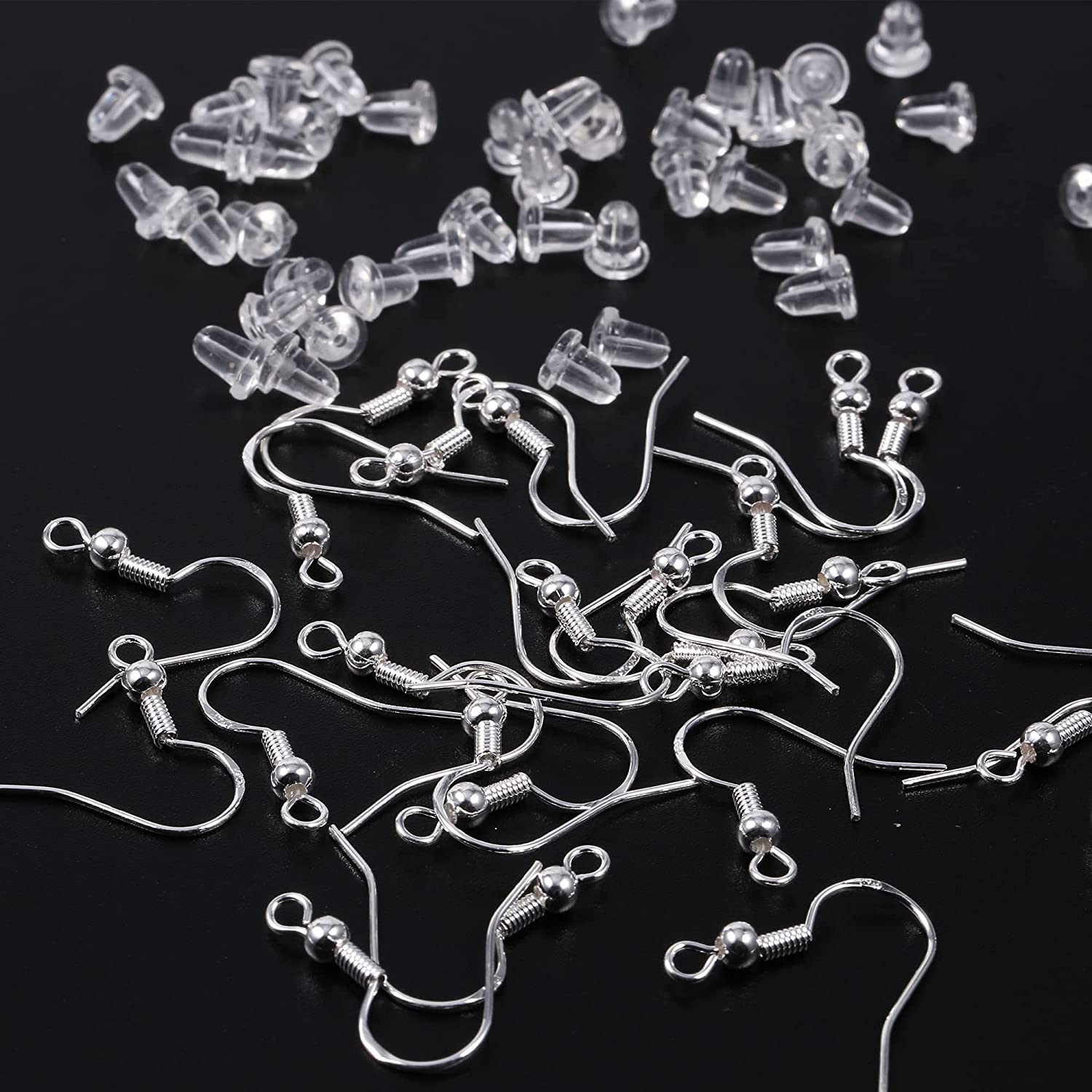 60 Pairs of 925 Sterling Silver Hypoallergenic Earring Hooks Ear Wires Fish Earring Hooks for Jewelry Making Earring Making Supplies with Earring Backs for Women - image 4 of 6