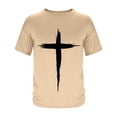 thumbnail image 4 of Men's Quick-Dry Cross Graphic T-Shirt with Short Sleeve, 4-Way Stretch Athletic Workout Tee, Polyester-Spandex Fabric Khaki, 4 of 5
