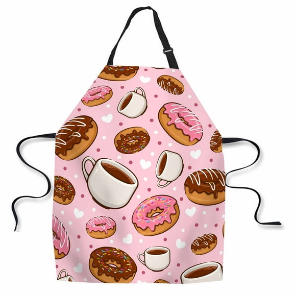 Yehwow Donuts Dessert and Coffee Bib Apron For Kitchen BBQ Gardening With Adjustable Neck Strap 27x31 Inch