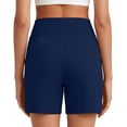 thumbnail image 4 of Only Moment Linerless Relaxed Casual Shorts for Women Polyester,Spandex High Waisted Work Travel Pants with Pockets Stretchy Business Casual Slacks Yoga Shorts Blue,S, 4 of 8