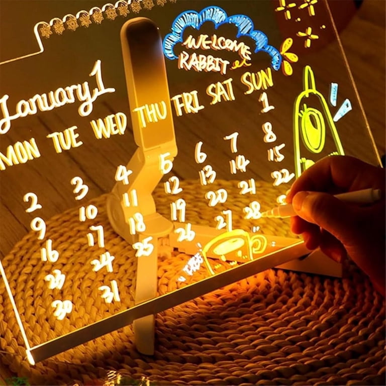 Led-notitiebord, beschrijfbaar led-lichtbord, acryl - berichtenherinneringen, doodle board voor kantoren, veranda, woonkamer, studeerkamer, slaapkamer Fivetoo
