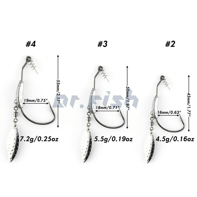 10pcs Fishing Weighted Swimbait Hooks Underspin Lead Jig Hooks Twist Lock  Bass, 7.2g/0.25oz, Silver, 10pcs 
