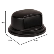 Carlisle Sanitary Maintenance B642224 44 & 55 gal Bronco Round Trash Can Dome Lid with Hinged Door - Black
