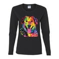 thumbnail image 3 of Smiling Dog | Colorful Neon Golden Retreiver | Dean Russo Art Animal Lover Womens Long Sleeve T-Shirt, Black, X-Large, 3 of 6