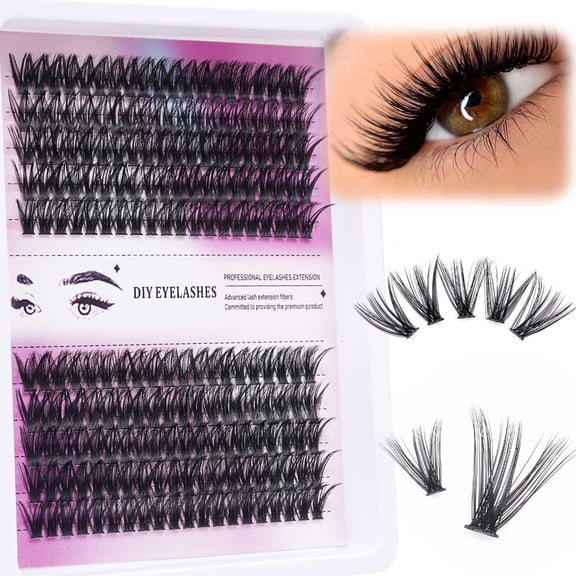 Self Adhesive Lash Clusters, Reusable Eyelashes Extension Kit with Nature look