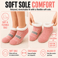 thumbnail image 3 of Girls Shortie Cabin Socks, 2 Pack, Soft Sole Sweater Knit with Silicone Grippers, PINK, M/L, 3 of 8