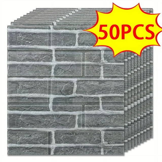 20/30/40//50pcs 3D Wall Tile Sticker, Foam Brick Self-Adhesive Anti-Collision Sticker,