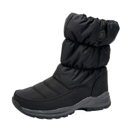 

Mackneog Womens Shoes Winter Flat Splashing And Fleece Warm Mid Tube Side Zipper Snow Boots Gift on Clearance