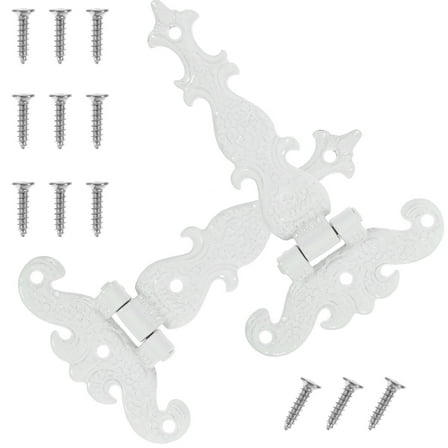 2 Pcs Heavy Duty Hinges Shed Door Kit Picture Hanging Wire White