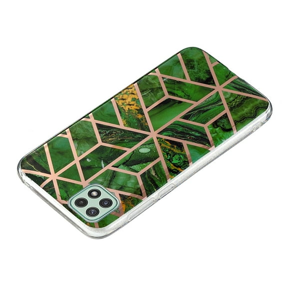 For Samsung Galaxy A22 5G Drop Protection Marble Texture Light Luxury Plating Silicone Lightweight Ultra Thin Back Protective Case Cover For Samsung Galaxy A22 5G,Green Marble