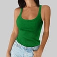 thumbnail image 4 of Women Spaghetti Strap Scoop Neck Ribbed Tank Tops Slim Fitted Cotton Camisole Basic Sleeveless Layering Shirts Green M, 4 of 6