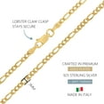 thumbnail image 3 of KISPER 925 Sterling Silver Italian 3mm Figaro Chain Necklace w/ Lobster Clasp, 3 of 6