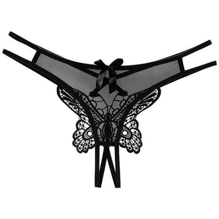 No Show Underwear after Birth Underwear for Mom Women Low Waist Traceless Mesh Embroidered Big Open End Thong