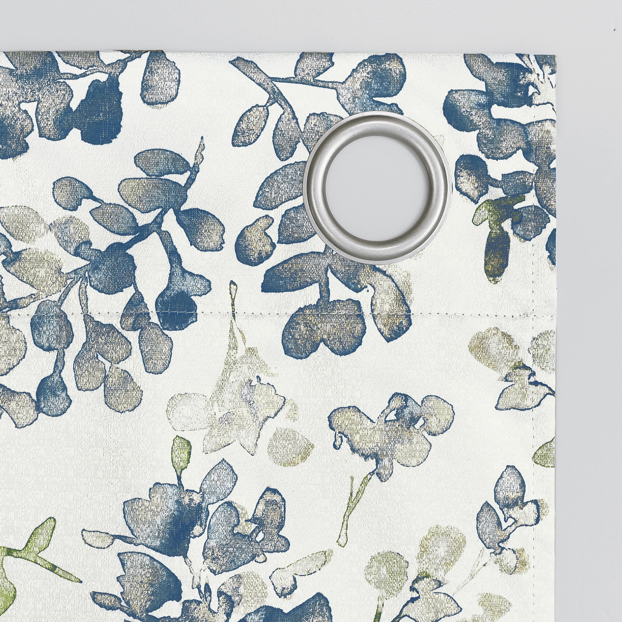 Sun Zero Arlo 2-Piece Textured Thermal Insulated Room Darkening Grommet Curtain Panel Pair, Blue Floral, 40"W x 63"L