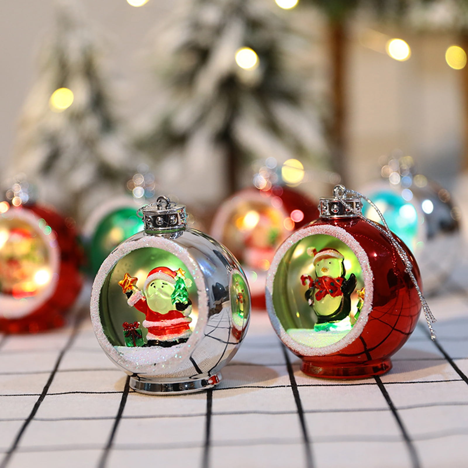 Vnanda 6Packs LED Christmas Ball Ornament Lighted Plastic Globe