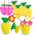 thumbnail image 3 of Tazas hawaianas de verano con forma de piña y coco, vasos para beber jugo en forma de fresa para cumpleaños, boda, playa, Fiesta EN LA Piscina, 6/10 Uds., 3 of 5