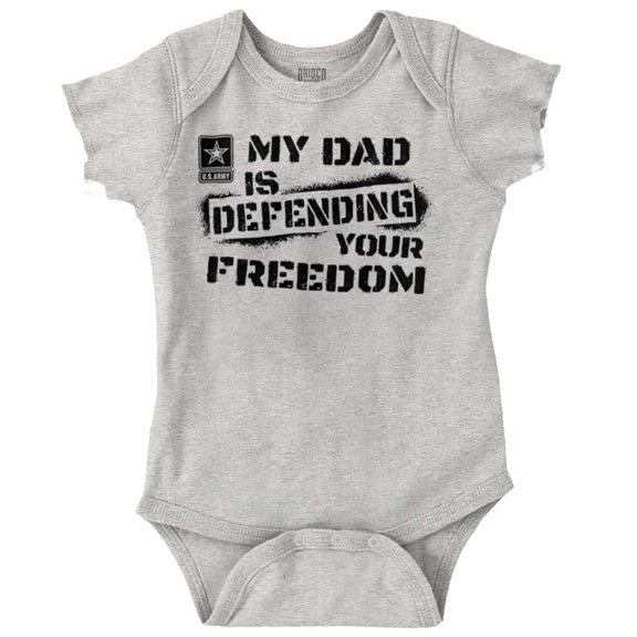 US Army Logo My Dad Defending Freedom Romper Boys or Girls Infant Baby Brisco Brands 12M