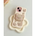 thumbnail image 2 of Kawaii 3D Cartoon Teddy Bear Phone Case with Stand for iPhone 13, Perfect for Kids, Girls, Boys, Teens, and Women, Beige Cute Girly Animal Thick Soft Silicone Phone Cover, 2 of 6
