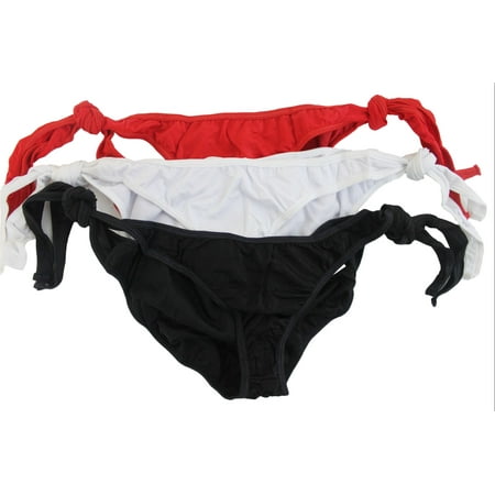 Flirtzy brand Tie Side Bikini Bottom Fully Lined With Cheeky Scrunch Back, 3 Pack