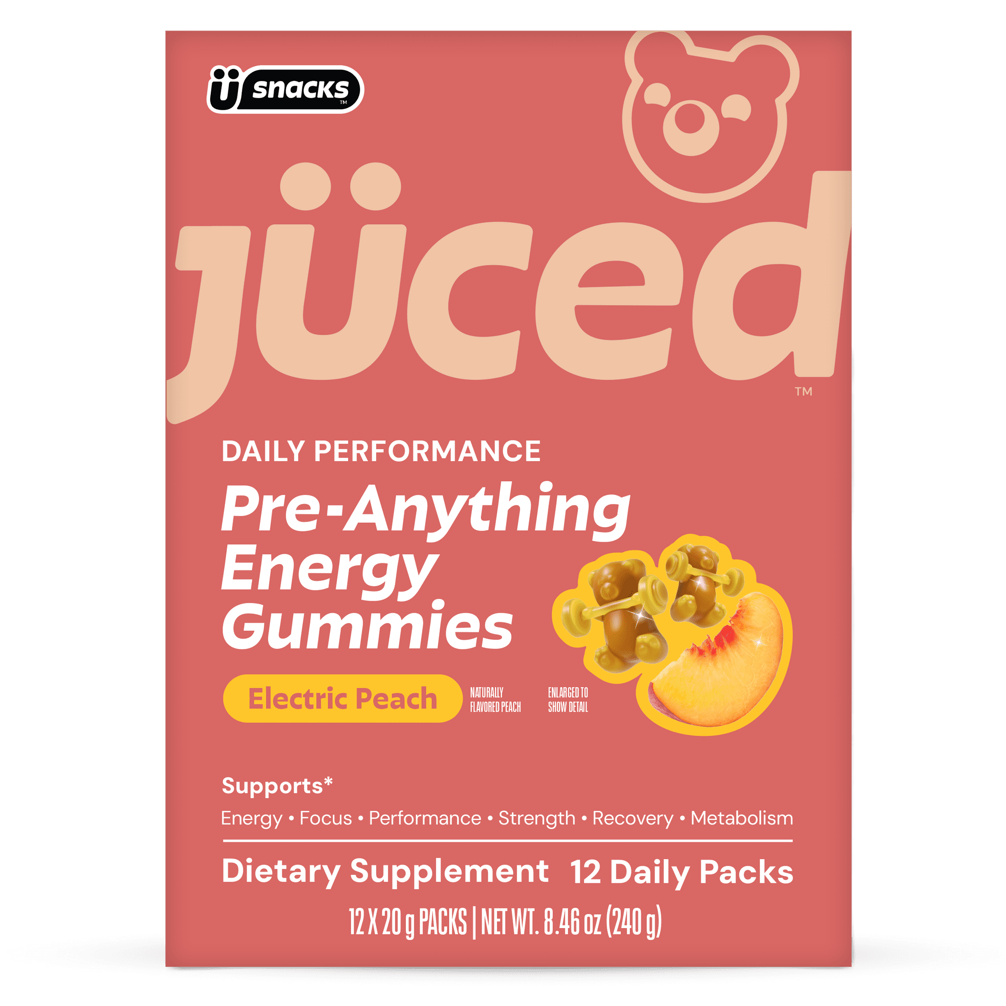 Juced by Gruns - Pre-Anything Gummies with 75mg of Caffeine - Supports Energy (12 Count)