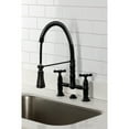 thumbnail image 2 of Kingston Brass GS1270BEX Essex Double-Handle 2-Hole Deck-Mount Pre-Rinse Bridge Kitchen Faucet in Matte Black, 2 of 8