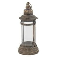 thumbnail image 3 of Decmode 17 X 7 Inch Traditional Metal and Glass Lantern, Tarnished Brass, 3 of 10