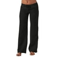 thumbnail image 2 of Hat and Beyond Women's Casual Palazzo Linen Pants Trousers with Lantern Drawstring, 2 of 4