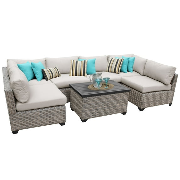 Hampton 7 Piece Outdoor Wicker Patio Furniture Set 07a
