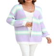 thumbnail image 3 of Women’s Plus Size Knit Cardigan Long Sleeve Contrast Color Sweater, 3 of 9